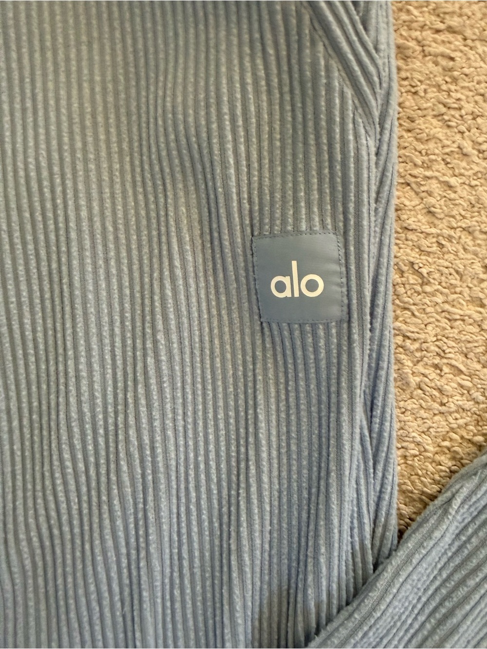 ALO Muse Ribbed Light Blue Drawstring Joggers - Picture 3 of 5